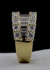 ESTATE 3.26CT DIAMOND 18KT YELLOW GOLD ROUND & BAGUETTE 3 ROW ANNIVERSARY RING