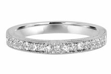 .26CT DIAMOND 18KT WHITE GOLD 3D ROUND FILIGREE SEMI ETERNITY ANNIVERSARY RING