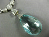 ANTIQUE EXTRA LARGE 41CT DIAMOND & AAA AQUAMARINE 18K WHITE GOLD LARIAT NECKLACE
