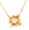 ESTATE .22CT DIAMOND 18KT YELLOW GOLD CLASSIC MULTI HEART FLOWER LOVE NECKLACE