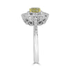 1.38CT WHITE & FANCY YELLOW DIAMOND 18KT 2 TONE GOLD 3D CUSHION ENGAGEMENT RING