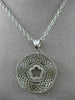 ANTIQUE .20CT DIAMOND 14K WHITE GOLD FILIGREE 5 CLOVER FLOWER FLOATING PENDANT