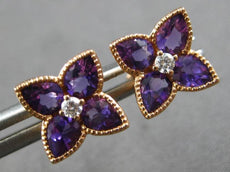 1.81CT DIAMOND & AAA AMETHYST 14K ROSE GOLD PEAR SHAPE & ROUND FILIGREE EARRINGS