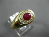 ESTATE 1.20CT DIAMOND & AAA RUBY 14K YELLOW GOLD 3D OVAL BEZEL CLASSIC MENS RING