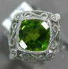 WIDE 2.34CT DIAMOND & AAA PERIDOT 14K WHITE GOLD SQUARE FILIGREE ETOILE FUN RING
