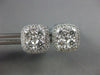 ESTATE LARGE 1.83CT DIAMOND 18KT WHITE GOLD 3D CLUSTER SQUARE HALO STUD EARRINGS