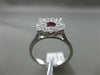 ESTATE LARGE 1.0CT DIAMOND & AAA RUBY 14K WHITE GOLD 3D FILIGREE ENGAGEMENT RING