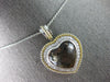 EXTRA LARGE 10.68CT DIAMOND & AAA SMOKEY TOPAZ 14KT 2 TONE GOLD HEART PENDANT