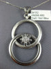 ESTATE LARGE .19CT DIAMOND 18KT WHITE GOLD FLOWER LOVE KNOT CIRCULAR FUN PENDANT