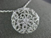 ESTATE LARGE 1.23CT DIAMOND 18K WHITE GOLD CIRCULAR OPEN FILIGREE FLOWER PENDANT