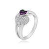ESTATE .74CT DIAMOND & AAA PINK SAPPHIRE 14KT WHITE GOLD DOUBLE HEART LOVE RING