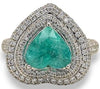 LARGE 4.12CT DIAMOND & AAA PARAIBA TOURMALINE 18K WHITE GOLD 3D DOUBLE HALO RING