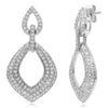 1.04CT DIAMOND 14KT WHITE GOLD ROUND DOUBLE OPEN TEAR DROP FUN HANGING EARRINGS