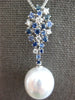 .80CT DIAMOND & SAPPHIRE & AAA SOUTH SEA PEARL 18KT WHITE GOLD TEAR DROP PENDANT