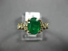 ESTATE 1.45CT DIAMOND & AAA OVAL CUT EMERALD 14KT YELLOW GOLD 3D ENGAGEMENT RING
