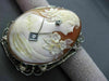 ANTIQUE LARGE OLD MINE DIAMOND 14KT 2TONE GOLD FILIGREE CAMEO BROOCH PIN #23066