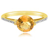 1.82CT DIAMOND & AAA CITRINE 14K YELLOW GOLD 3D SHARED PRONG SOLITAIRE LOVE RING