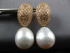 LARGE 2.2CT DIAMOND & AAA SOUTH SEA PEARL 18K ROSE GOLD CLUSTER HANGING EARRINGS