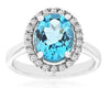 3.50CT DIAMOND & AAA BLUE TOPAZ 14K WHITE GOLD OVAL & ROUND HALO FRIENDSHIP RING
