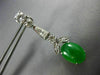 ANTIQUE LARGE 8.10CT DIAMOND & AAA EMERALD 14KT WHITE GOLD LEAF HANGING EARRINGS