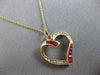 ESTATE .50CT DIAMOND & AAA RUBY 14KT YELLOW GOLD 3D OPEN HEART FLOATING PENDANT