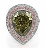 EXTRA LARGE 11.03CT WHITE PINK & GREEN DIAMOND 18KT WHITE & ROSE GOLD HALO RING