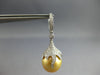 ESTATE LARGE .65CT DIAMOND & AAA GOLDEN SOUTH SEA PEARL 18K WHITE GOLD HANGING EARRINGS