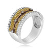 WIDE .70CT WHITE & FANCY YELLOW DIAMOND 18KT TRI COLOR GOLD 3D BY THE YARD RING