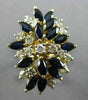 ESTATE LARGE 3.56CT DIAMOND & AAA SAPPHIRE 14KT YELLOW GOLD FLOWER COCKTAIL RING