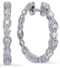 .32CT DIAMOND 14KT WHITE GOLD 3D ROUND PEAR SHAPE FILIGREE HOOP HANGING EARRINGS