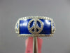 WIDE 1.40CT DIAMOND & BLUE ENAMEL 18KT WHITE GOLD MULTI PEACE SIGN ETERNITY RING