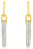 .25CT DIAMOND 14KT YELLOW GOLD 3D CLASSIC ROUND 2 ROW BAR FUN HANGING EARRINGS