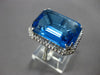 EXTRA LARGE 22.56CT DIAMOND & AAA BLUE TOPAZ 18KT WHITE GOLD 3D EMERALD CUT RING