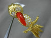 ESTATE EXTRA LARGE 2.90CT DIAMOND & AAA CORAL 18KT YELLOW GOLD PARROT BROOCH PIN
