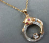 .15CT DIAMOND & AAA RUBY 14KT ROSE GOLD CIRCULAR HAPPY PANTHER TIGER FUN PENDANT