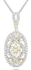 ESTATE .81CT DIAMOND 18KT 2 TONE GOLD FLOWER INFINITY OVAL LOVE FLOATING PENDANT
