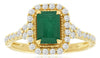 1.46CT DIAMOND & AAA EMERALD 14KT YELLOW GOLD ROUND & BAGUETTE FILIGREE FUN RING