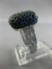 ESTATE LARGE 2.82CT DIAMOND & AAA SAPPHIRE 18KT WHITE GOLD 3D SQUARE PAVE RING