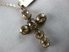 7.87CT BLACK DIAMOND & AAA SMOKY TOPAZ 14KT ROSE GOLD 3D FILIGREE CROSS PENDANT