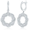 LARGE 1.44CT DIAMOND 14KT WHITE GOLD INFINITY FLOWER CIRCULAR HANGING EARRINGS