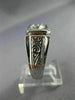 ANTIQUE .51CT OLD MINE ROUND DIAMOND 14KT WHITE GOLD GYPSY MENS RING 10mm #19338