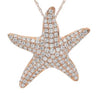 ESTATE LARGE 2.01CT DIAMOND 14K ROSE GOLD 3D LUCKY STARFISH FUN FLOATING PENDANT