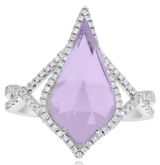 3.02CT DIAMOND & AAA AMETHYST 14KT WHITE GOLD PEAR SHAPE & ROUND INFINITY RING