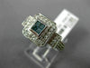 ESTATE .45CT WHITE & BLUE ROUND & PRINCESS DIAMOND 14K WHITE GOLD 3D SQUARE RING