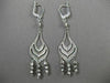 ANTIQUE LONG SEASHELL 14KT WHITE GOLD DIAMOND CUT CHANDELIER EARRINGS #19425