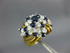 ESTATE LARGE 2.0CT DIAMOND & AAA SAPPHIRE 18KT 2 TONE GOLD 3D FLOWER FUN RING
