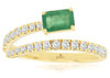.98CT DIAMOND & AAA EMERALD 14K YELLOW GOLD ROUND & EMERALD CUT CRISS CROSS RING