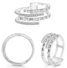 .41CT DIAMOND 14K WHITE GOLD CLASSIC ROUND & BAGUETTE MULTI ROW CRISS CROSS RING