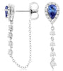 .77CT DIAMOND & AAA TANZANITE 14KT WHITE GOLD 3D PEAR SHAPE & ROUND FUN EARRINGS