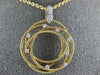 ESTATE LARGE .18CT DIAMOND 18KT 2 TONE GOLD CIRCULAR FLOWER ETOILE MESH PENDANT
